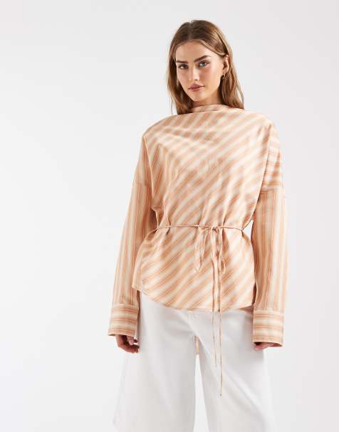 & Other Stories stripe draped shirt in orange stripe - view 1