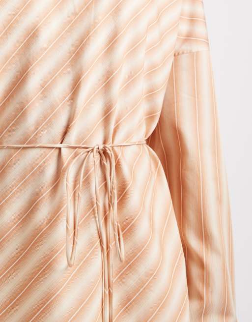 & Other Stories stripe draped shirt in orange stripe, 3 of 4