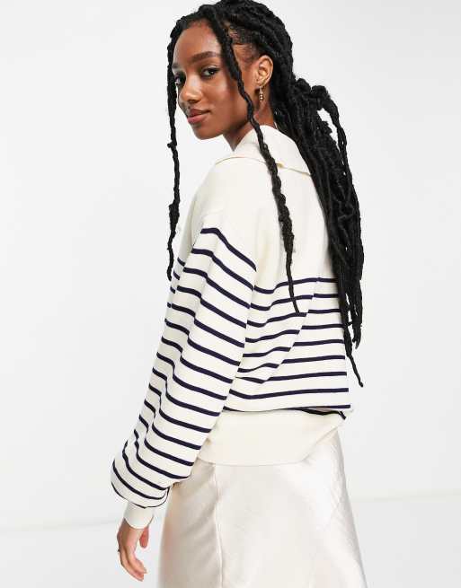 Other Stories stripe jumper in navy and off white ASOS