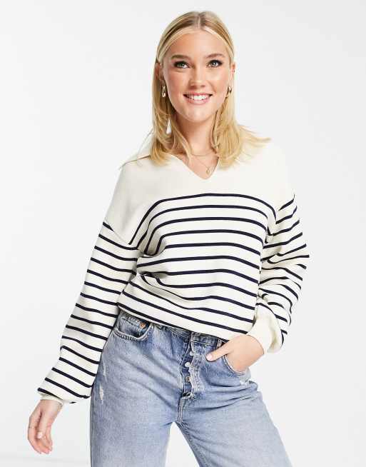 & Other Stories stripe knitted sweater in white