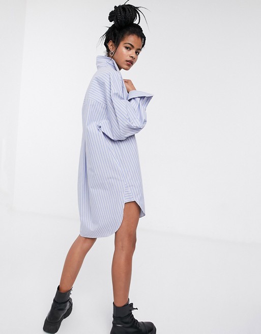 & Other Stories stripe oversized longline shirt in blue