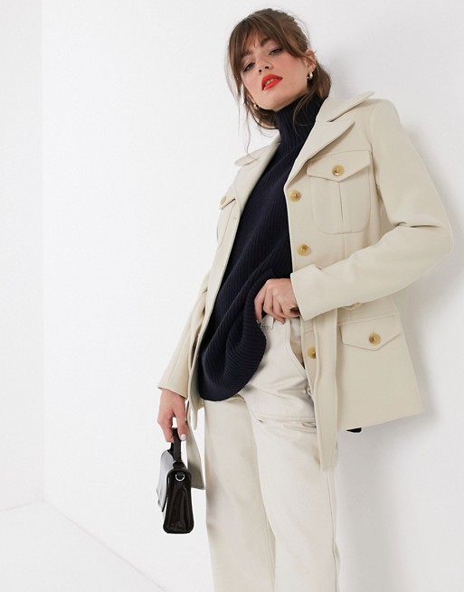 & Other Stories structured belted jacket in cream