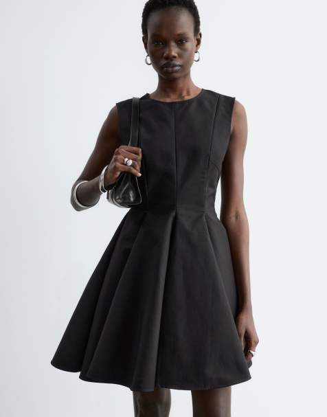 & Other Stories structured mini dress with circle skirt in black - view 1