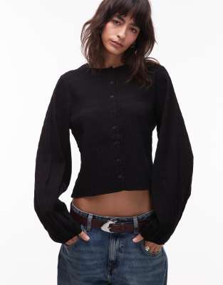 & Other Stories - Strukturierte Bluse in Schwarz mit Knopfleiste