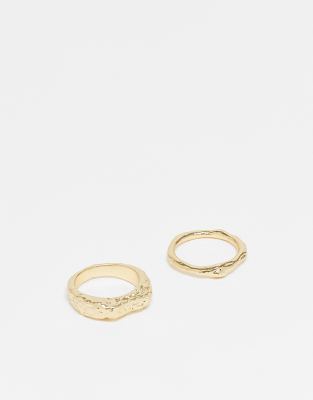 & Other Stories - Strukturierter Ringe in Gold-Optik im 2er-Pack-Goldfarben