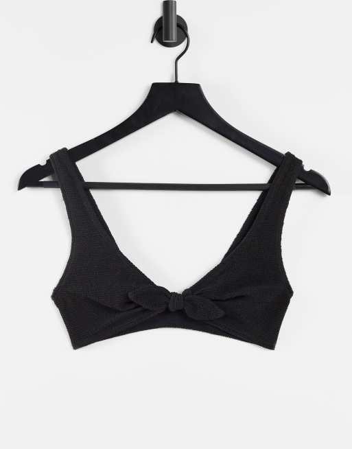 & Other Stories – Strukturiertes Triangel-Bikinioberteil aus Polyester in Schwarz mit Schnürung vorne - BLACK