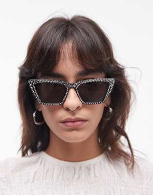 & Other Stories & Other Stories studded cat eye sunglasses in black