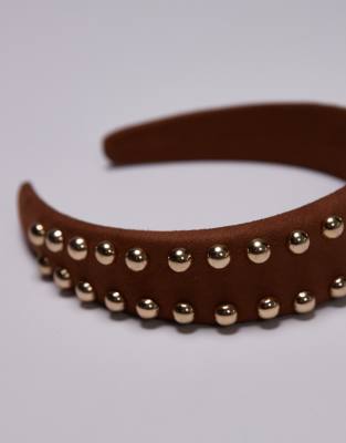 & Other Stories Studded Suede Headband In Brown
