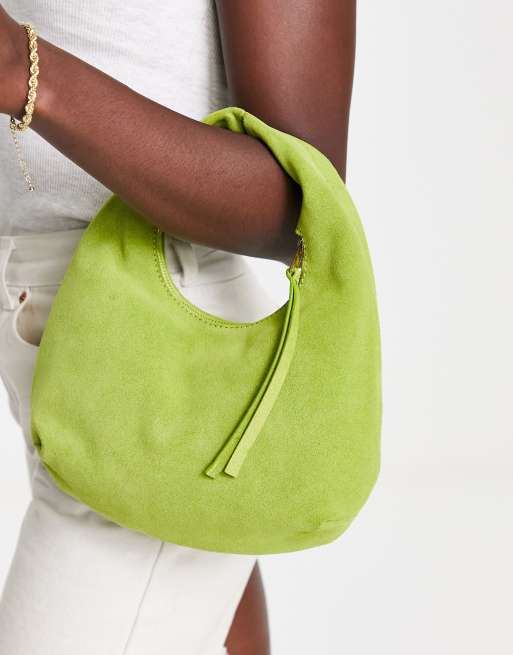  Other Stories suede bag in lime green