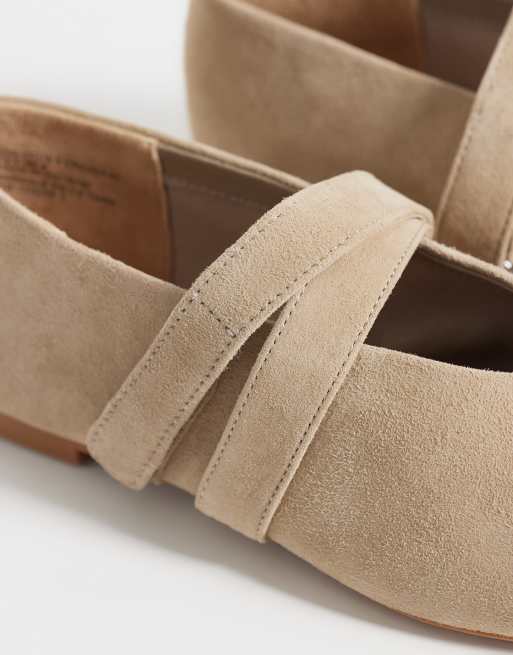 & Other Stories suede ballet flats with crossover strap in beige, 3 of 4