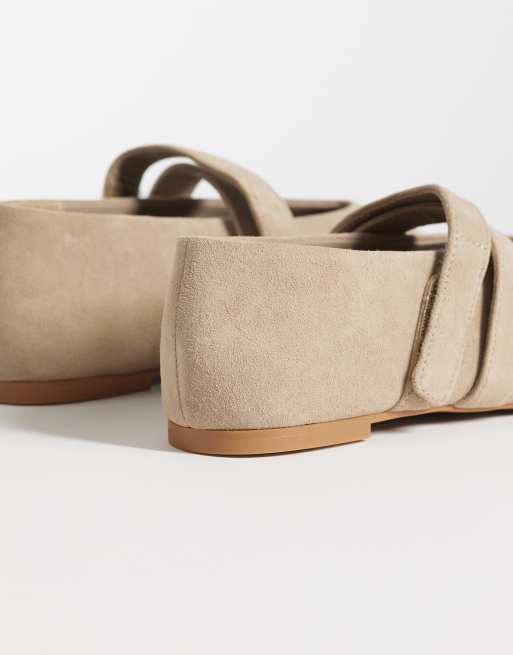 & Other Stories suede ballet flats with crossover strap in beige, 4 of 4