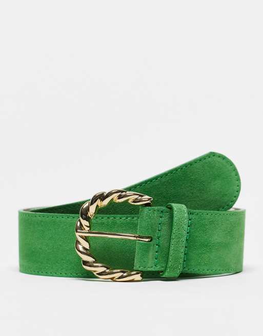 & Other Stories suede belt in bright green