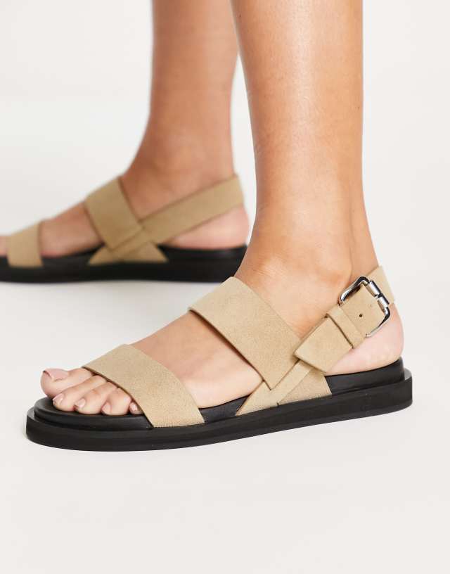 & Other Stories suede flat sandals in beige