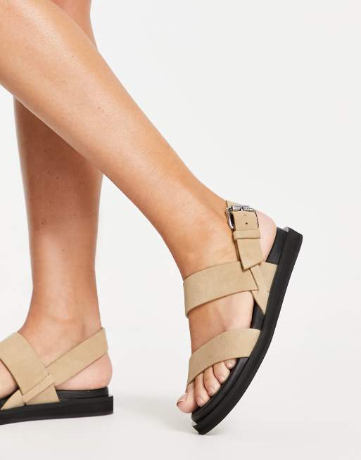 & Stories suede flat sandals in beige | ASOS