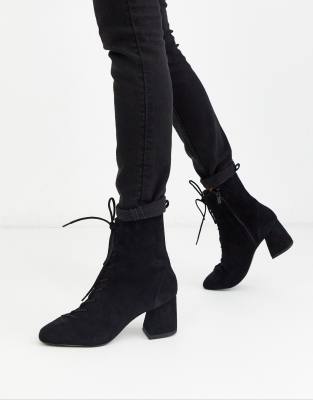 black suede lace up ankle boots