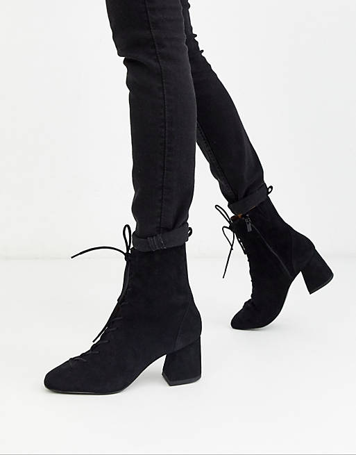 browse Previous sell & Other Stories suede lace up ankle boots in black | ASOS