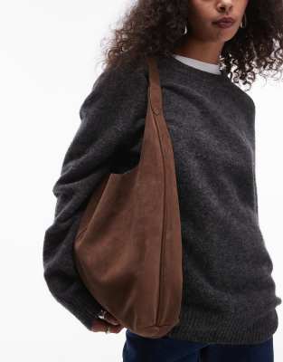 & Other Stories & Other Stories suede large slouch tote bag in brown