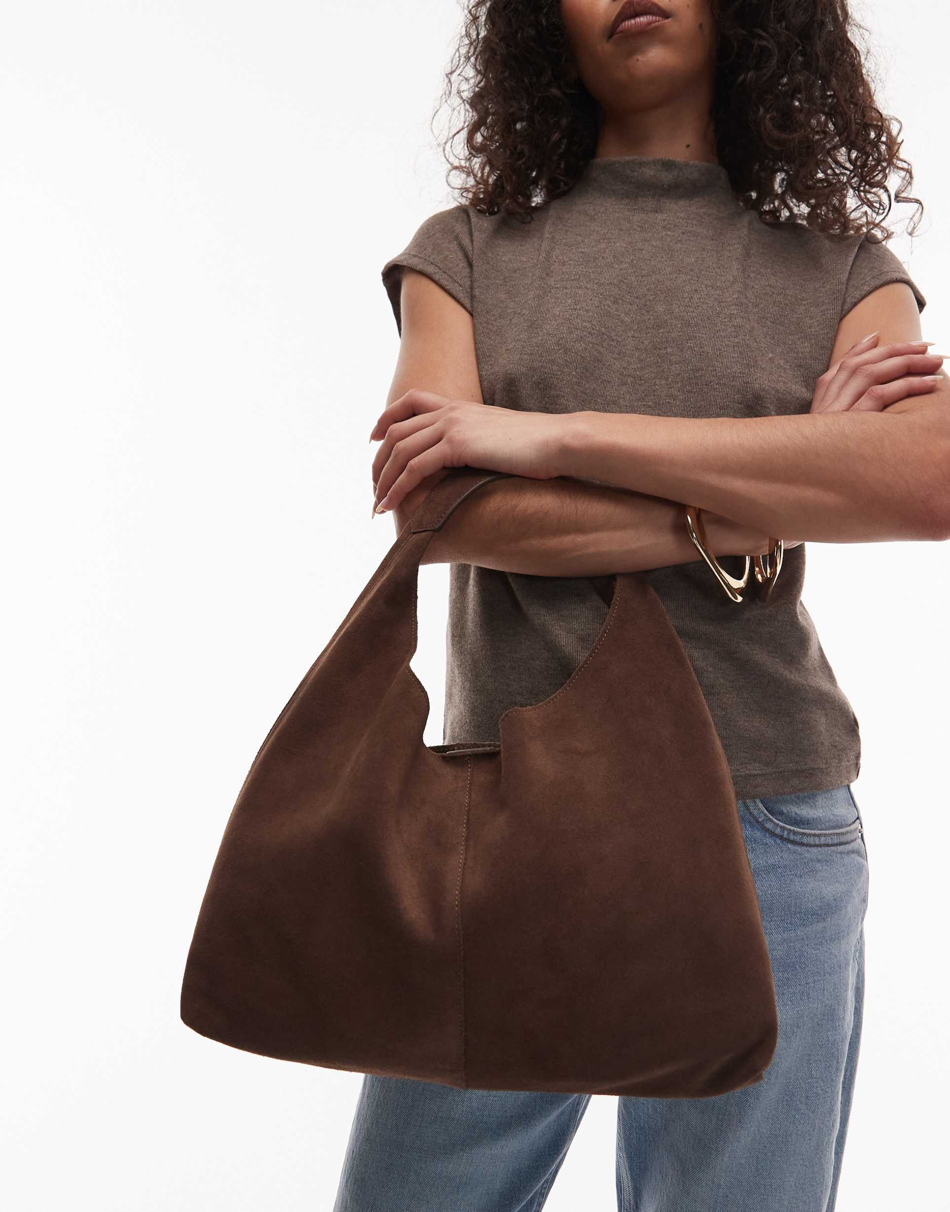& other stories suede mini tote bag in brown