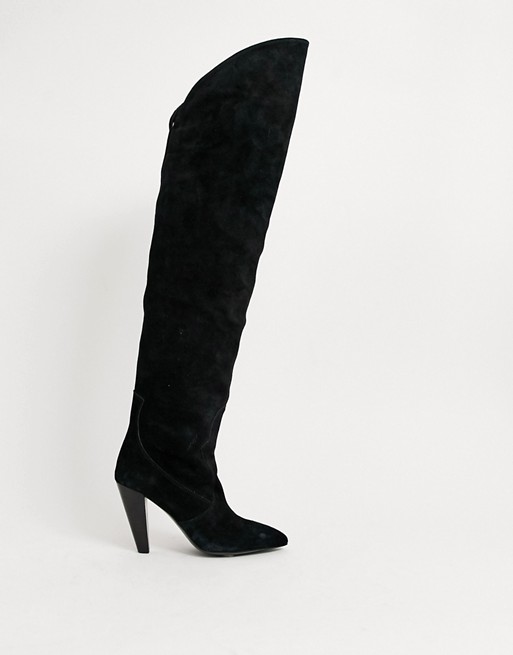 & Other Stories suede over the knee boot in black