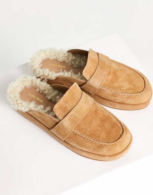 Shearling slip sale on shoes