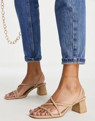 & Other Stories suede strappy heeled sandals in beige