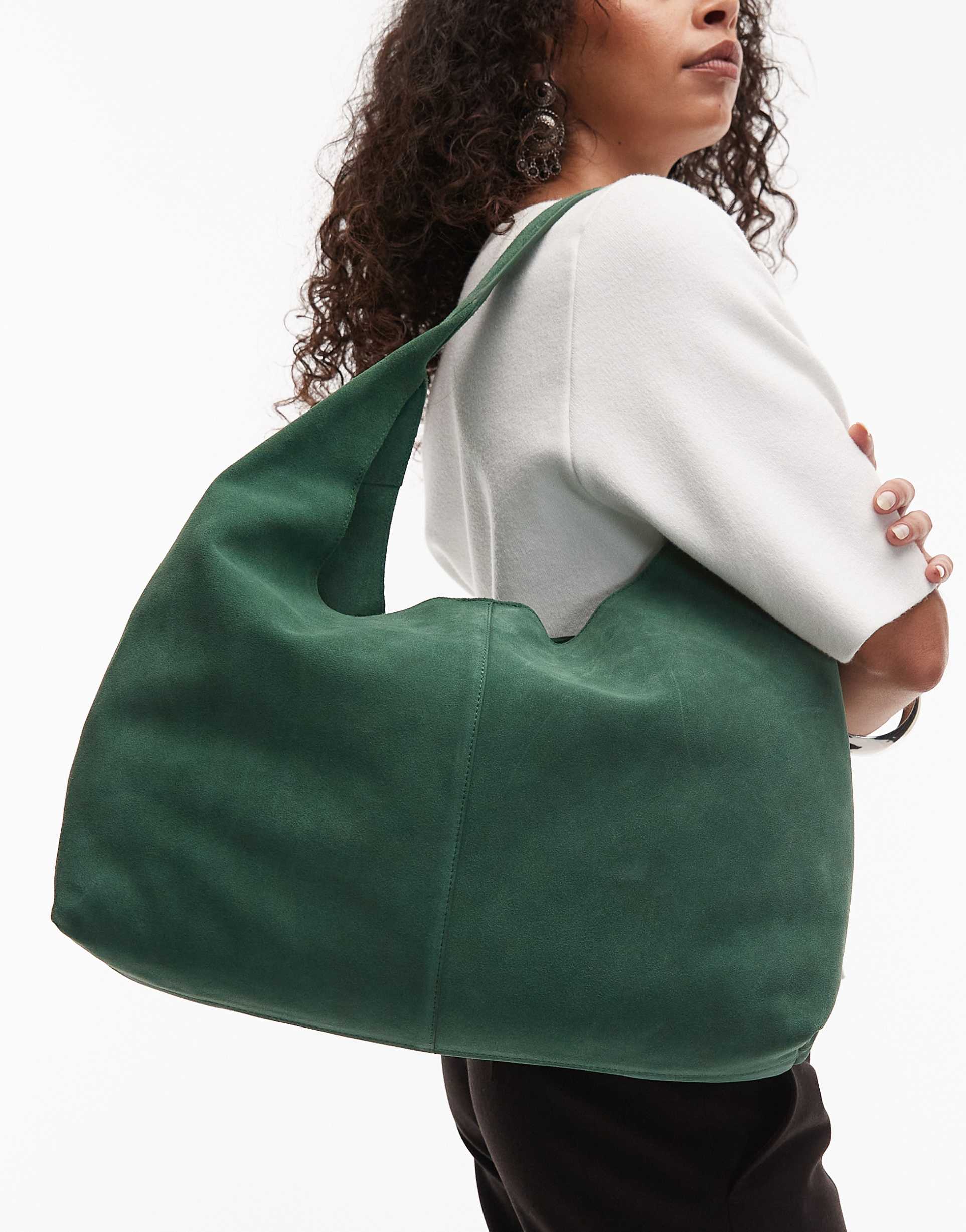 & other stories suede tote purse in racing green