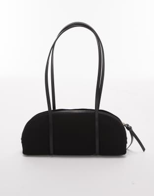 & OTHER STORIES LEATHER SUEDE TWO HANDLE CURVED SHOULDER BOWLING BAG 