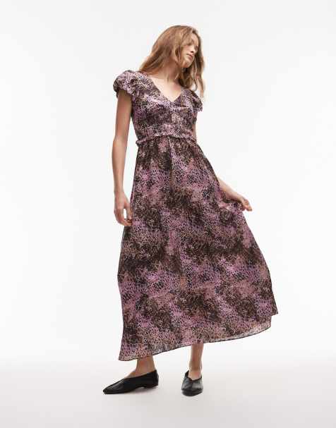 & Other Stories maxi dress with tier hem and ruffle sleeves in abstract print