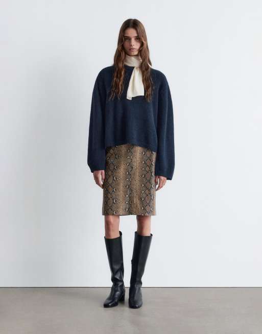 & Other Stories super soft alpaca and wool sweater with wide sleeves in dark blue