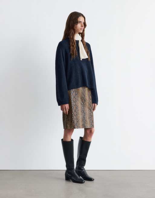 & Other Stories super soft alpaca and wool sweater with wide sleeves in dark blue