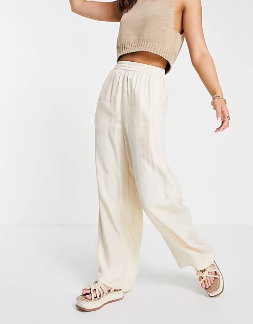 Women & Other Stories super soft cupro trousers in beige 