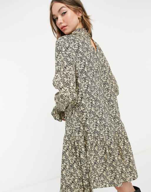& Other Stories super soft floral print mini dress in yellow, 2 of 4