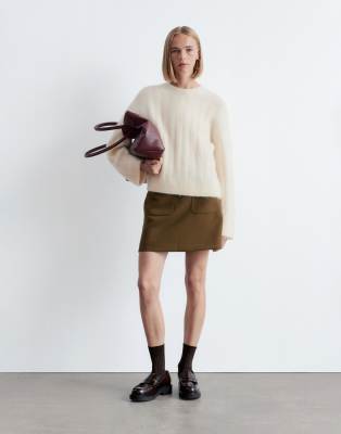 & Other Stories Super Soft Fluffy Mohair And Wool Wide Rib Sweater In White