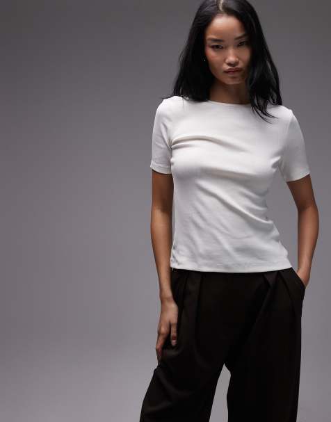 & Other Stories super soft jersey rib t-shirt in off white - view 1