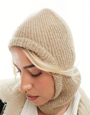 & Other Stories super soft knitted hood in beige