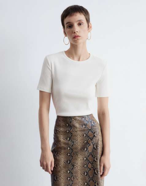 & Other Stories super soft rib slim t-shirt in off white - view 1