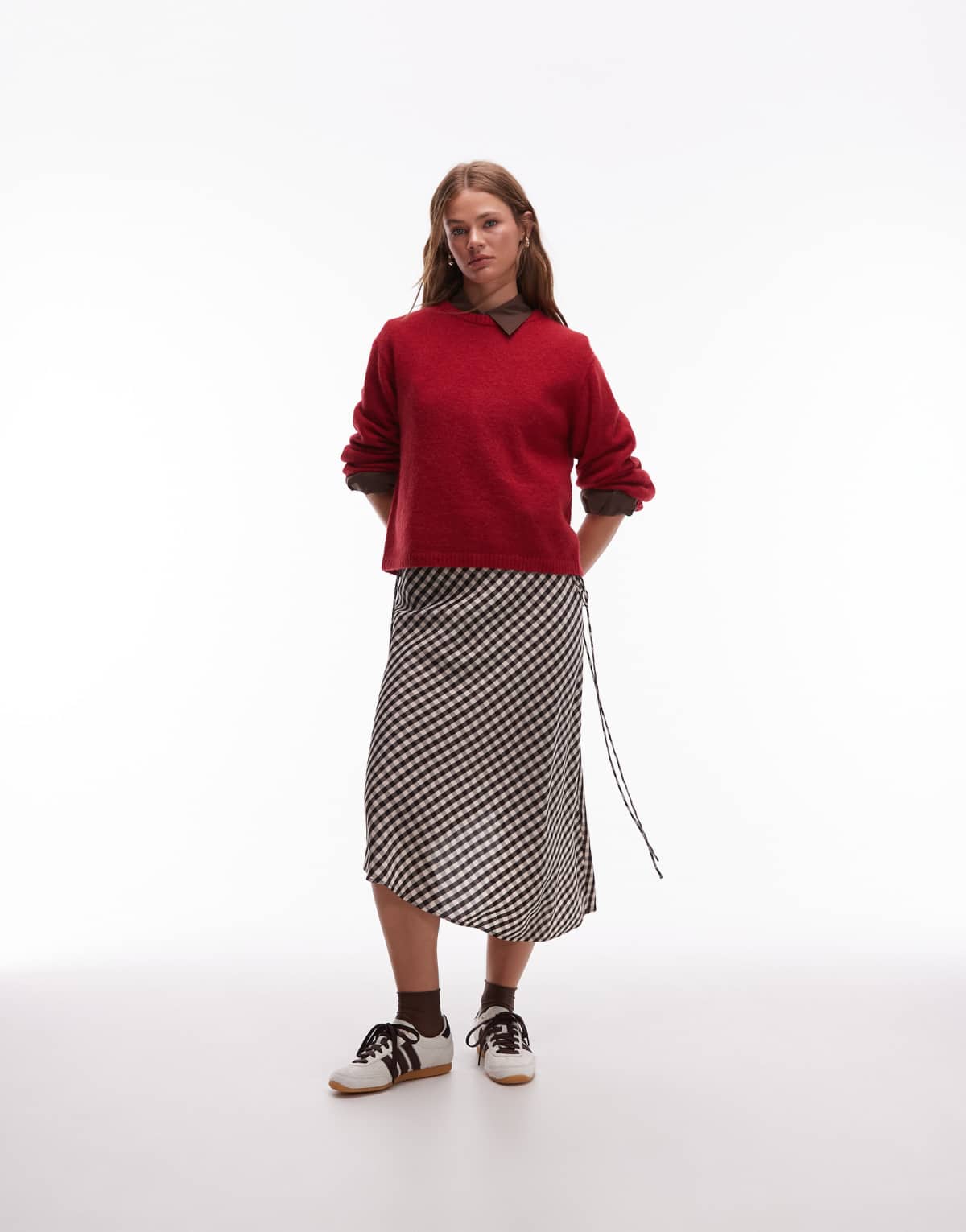 & Other Stories supersoft alpaca and wool jumper with wide sleeves in  deep red