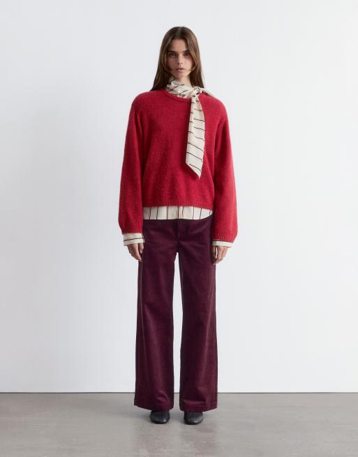 & Other Stories supersoft alpaca and wool jumper with wide sleeves in deep red, 2 of 4