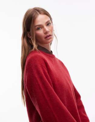 & Other Stories Supersoft Alpaca And Wool Sweater With Wide Sleeves In Red