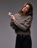 [Other Stories] & Other Stories supersoft alpaca wool blend jumper with wide sleeves in light brown XS Light brown