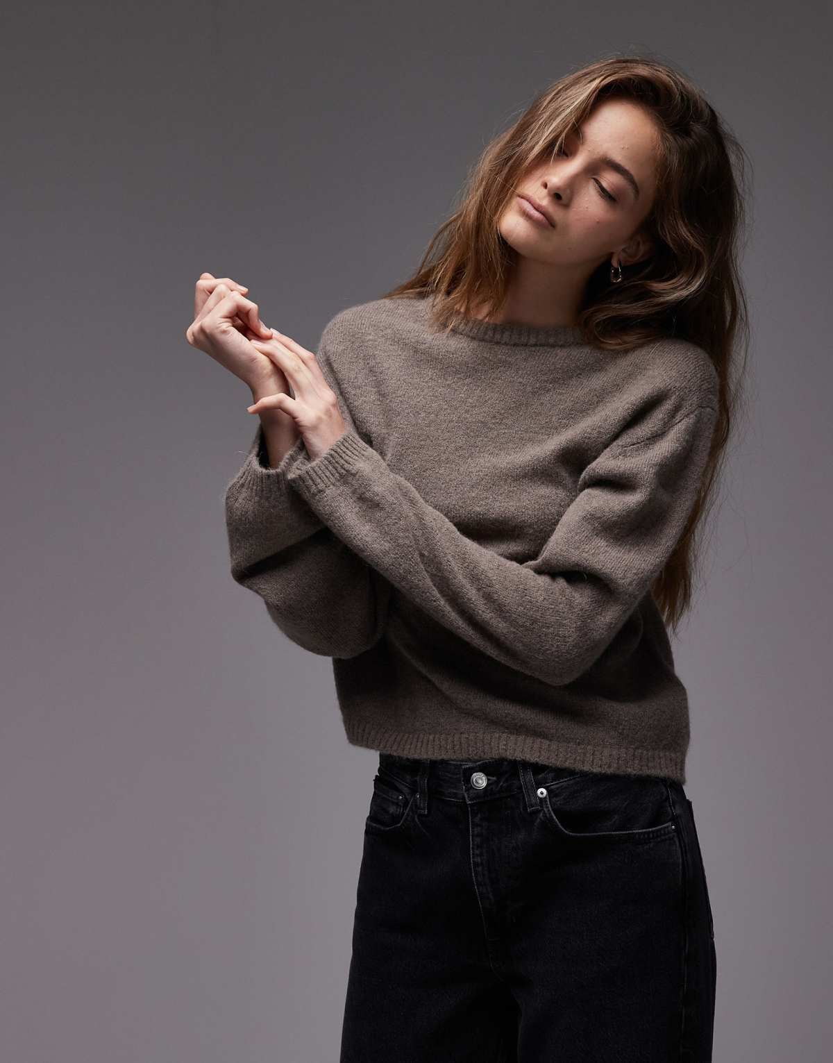 & Other Stories supersoft alpaca wool blend jumper with wide sleeves in light brown