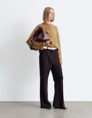 & Other Stories Supersoft Fluffy Mohair And Wool Wide Rib Sweater In Brown