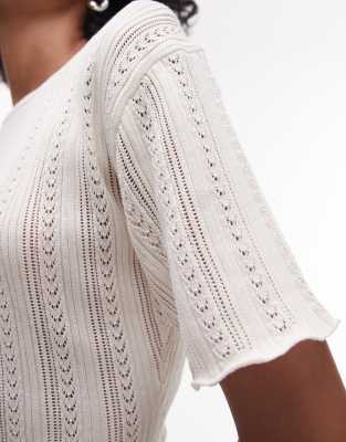 & Other Stories Supersoft Knit Pointelle T-shirt With Fluted Edges