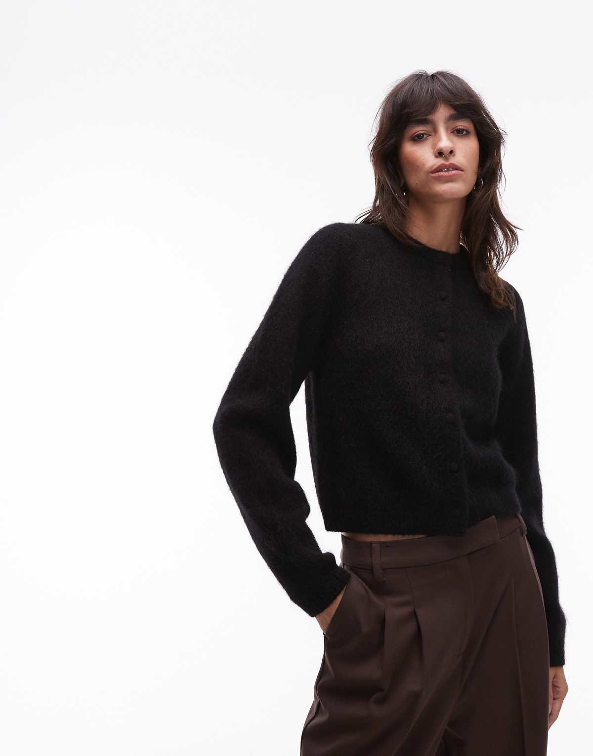 & Other Stories supersoft mohair and wool blend cardigan in black