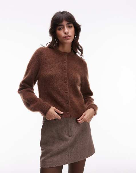 & Other Stories supersoft mohair and wool blend cardigan in brown - view 1