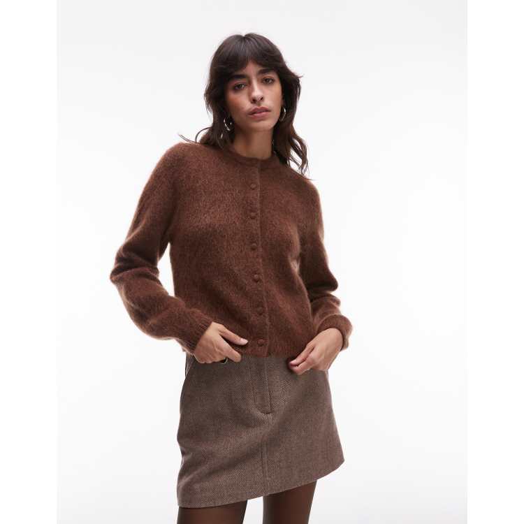 & Other Stories supersoft mohair and wool blend cardigan in brown