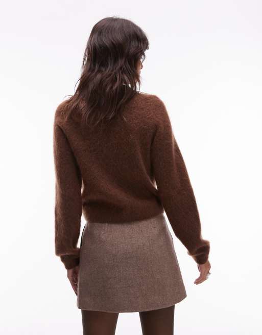& Other Stories supersoft mohair and wool blend cardigan in brown, 2 of 4