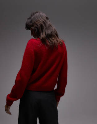 & Other Stories Supersoft Mohair And Wool Blend Cardigan In Red