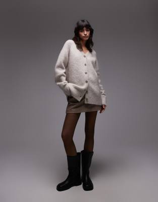 & Other Stories Supersoft Mohair And Wool Blend Oversized Cardigan In Neutral