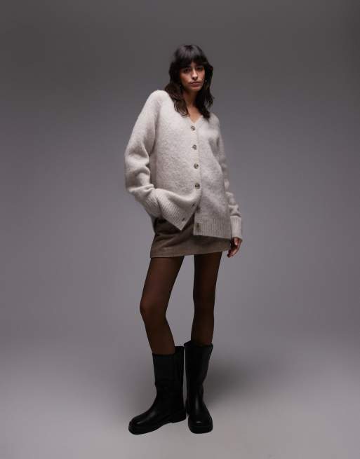 & Other Stories supersoft mohair and wool blend oversized cardigan in light beige, 2 of 4